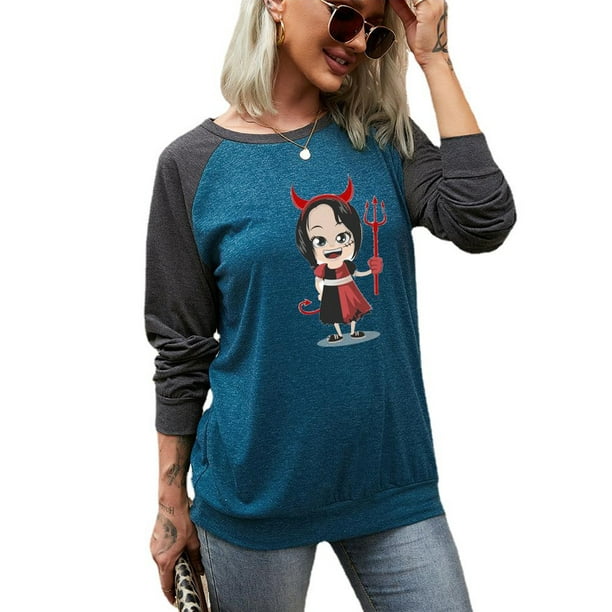 Clearance Womens Halloween Pumpkin Devil Print Long Sleeve Fashion Tops Blouse Shirt Clearance Womens Halloween Pumpkin Devil Print Long Sleeve Fashion Tops Blouse Shirt